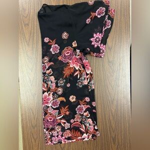 Maurices Black Kimono with Floral Accents